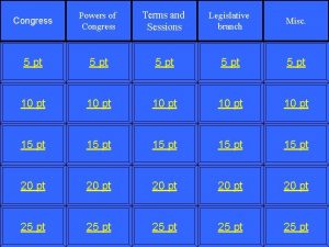 Congress Powers of Congress Terms and Sessions Legislative