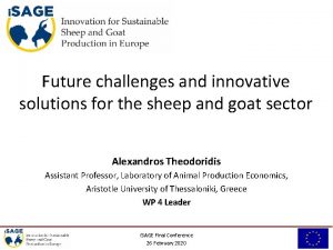 Future challenges and innovative solutions for the sheep