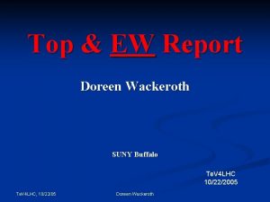 Top EW Report Doreen Wackeroth SUNY Buffalo Te