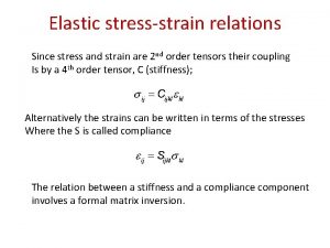 Elastic stressstrain relations Since stress and strain are