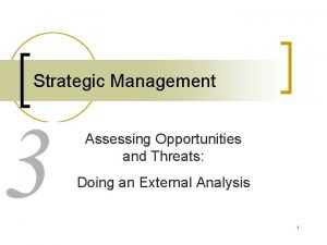 Strategic Management 3 Assessing Opportunities and Threats Doing