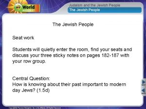 Judaism and the Jewish People The Jewish People