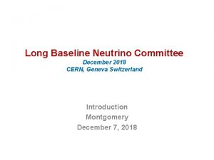 Long Baseline Neutrino Committee December 2018 CERN Geneva