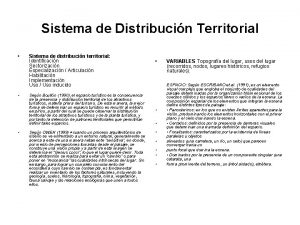 Sistema de Distribucin Territorial Sistema de distribucin territorial