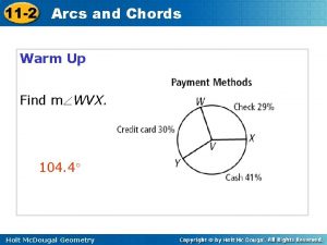 11 2 Arcs and Chords Warm Up Find