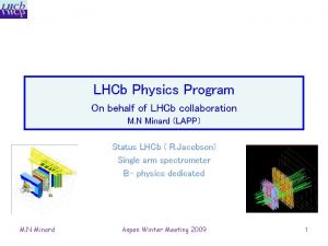 LHCb Physics Program On behalf of LHCb collaboration