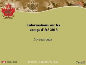 Informations sur les camps dt 2013 Niveau rouge
