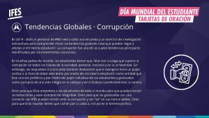 Da Mundial del Estudiante Tendencias Globales Corrupcin tarjetas