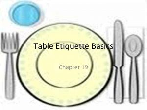 Table Etiquette Basics Chapter 19 Napkin Unfold napkin