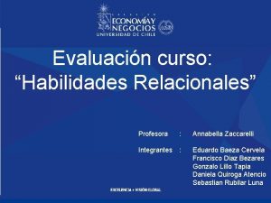 Evaluacin curso Habilidades Relacionales Profesora Annabella Zaccarelli Integrantes