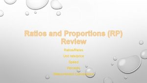 Ratios and Proportions RP Review RatiosRates Unit rateprice