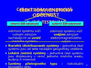 Celkov elektromagnetick ELEKTROMAGNETICK odolnost ODOLNOST A JEJ intern