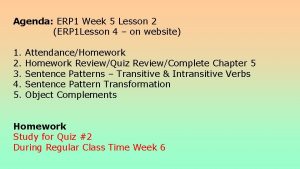 Agenda ERP 1 Week 5 Lesson 2 ERP