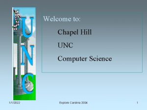 Welcome to Chapel Hill UNC Computer Science 112022