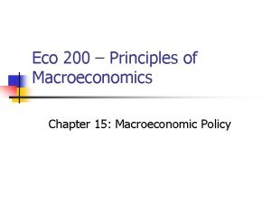 Eco 200 Principles of Macroeconomics Chapter 15 Macroeconomic