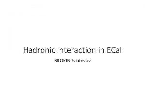 Hadronic interaction in ECal BILOKIN Sviatoslav Task Important