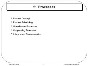 2 Processes Process Concept Process Scheduling Operation on