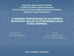 Universit degli Studi di Palermo Facolt di Scienze