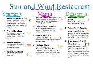 Sun and Wind Restaurant S tarter s 1