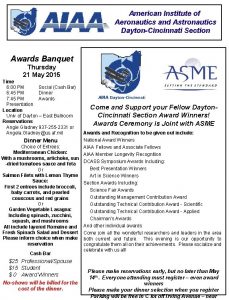 American Institute of Aeronautics and Astronautics DaytonCincinnati Section American Institute of Aeronautics and Astronautics DaytonCincinnati Section