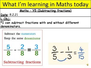 What Im learning in Maths today Maths Y