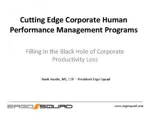 Cutting Edge Corporate Human Performance Management Programs Filling