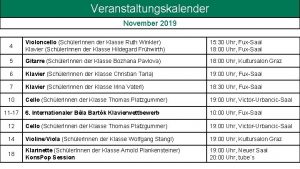 Veranstaltungskalender November 2019 4 Violoncello Schler Innen der