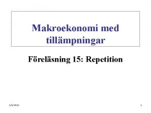 Makroekonomi med tillmpningar Frelsning 15 Repetition 112022 1