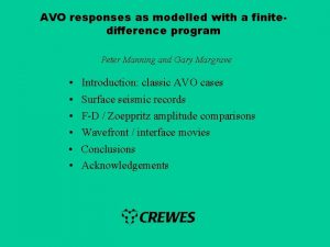 AVO responses as modelled with a finitedifference program