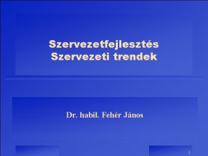 Szervezetfejleszts Szervezeti trendek Dr habil Fehr Jnos 1