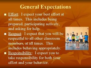 General Expectations Effort I expect your best effort