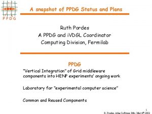 A snapshot of PPDG Status and Plans Ruth