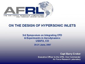 ON THE DESIGN OF HYPERSONIC INLETS 3 rd