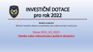 INVESTIN DOTACE pro rok 2022 Dotan program elov
