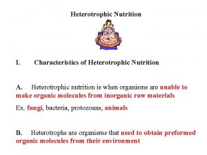 Heterotrophic Nutrition I Characteristics of Heterotrophic Nutrition A