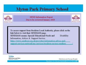 Myton Park Primary School SEND Information Report Due