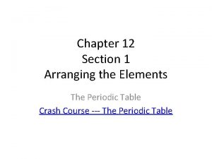 Chapter 12 Section 1 Arranging the Elements The