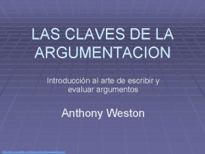 LAS CLAVES DE LA ARGUMENTACION Introduccin al arte