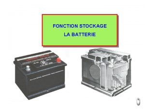 FONCTION STOCKAGE LA BATTERIE FONCTION DUSAGE La batterie