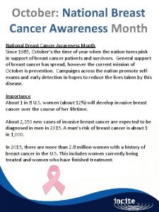 October National Breast Cancer Awareness Month Since 1985