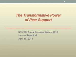 1 The Transformative Power of Peer Support NYAPRS