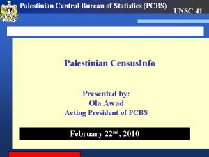 Palestinian Central Bureau of Statistics PCBS Palestinian Census