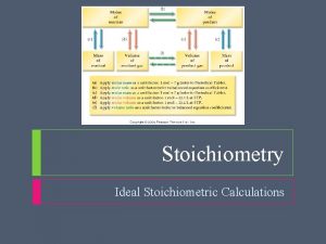 Stoichiometry Ideal Stoichiometric Calculations Stoichiometry Objectives Calculate the