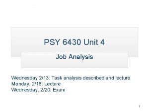 PSY 6430 Unit 4 Job Analysis Wednesday 213