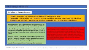 Contract Damages and Remedies Limitations on Damages Recovery