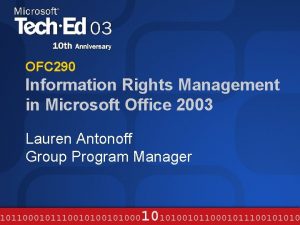 OFC 290 Information Rights Management in Microsoft Office