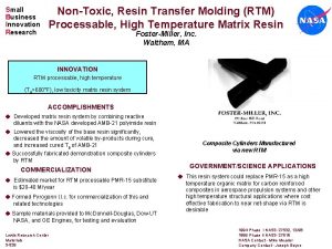 Small Business Innovation Research NonToxic Resin Transfer Molding