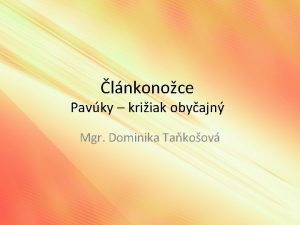 lnkonoce Pavky kriiak obyajn Mgr Dominika Takoov Bezstavovce