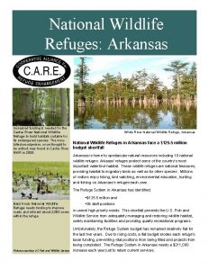 National Wildlife Refuges Arkansas Funding Crisis Increased funding