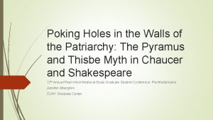 Poking Holes in the Walls of the Patriarchy